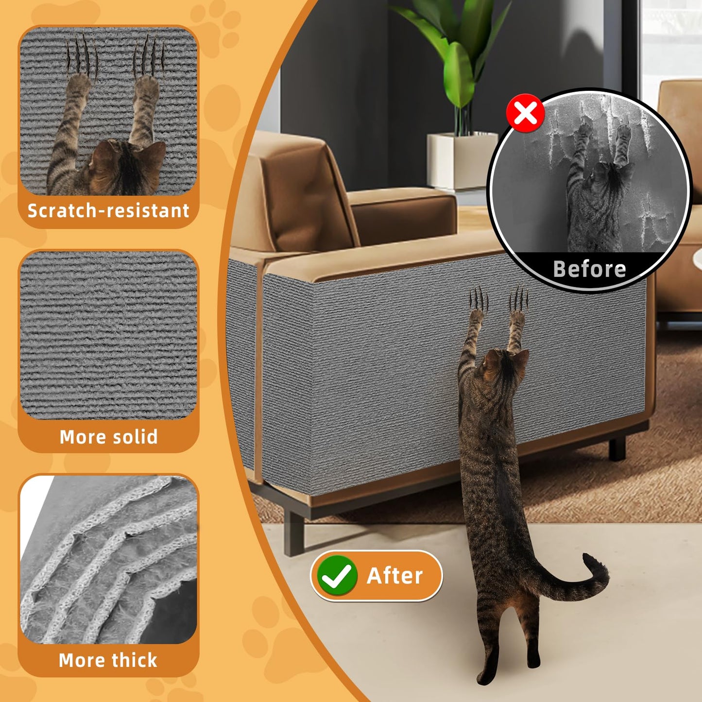ACEDIGI 4pack Cat Scratch Couch Furniture and Wall Protector, Tower