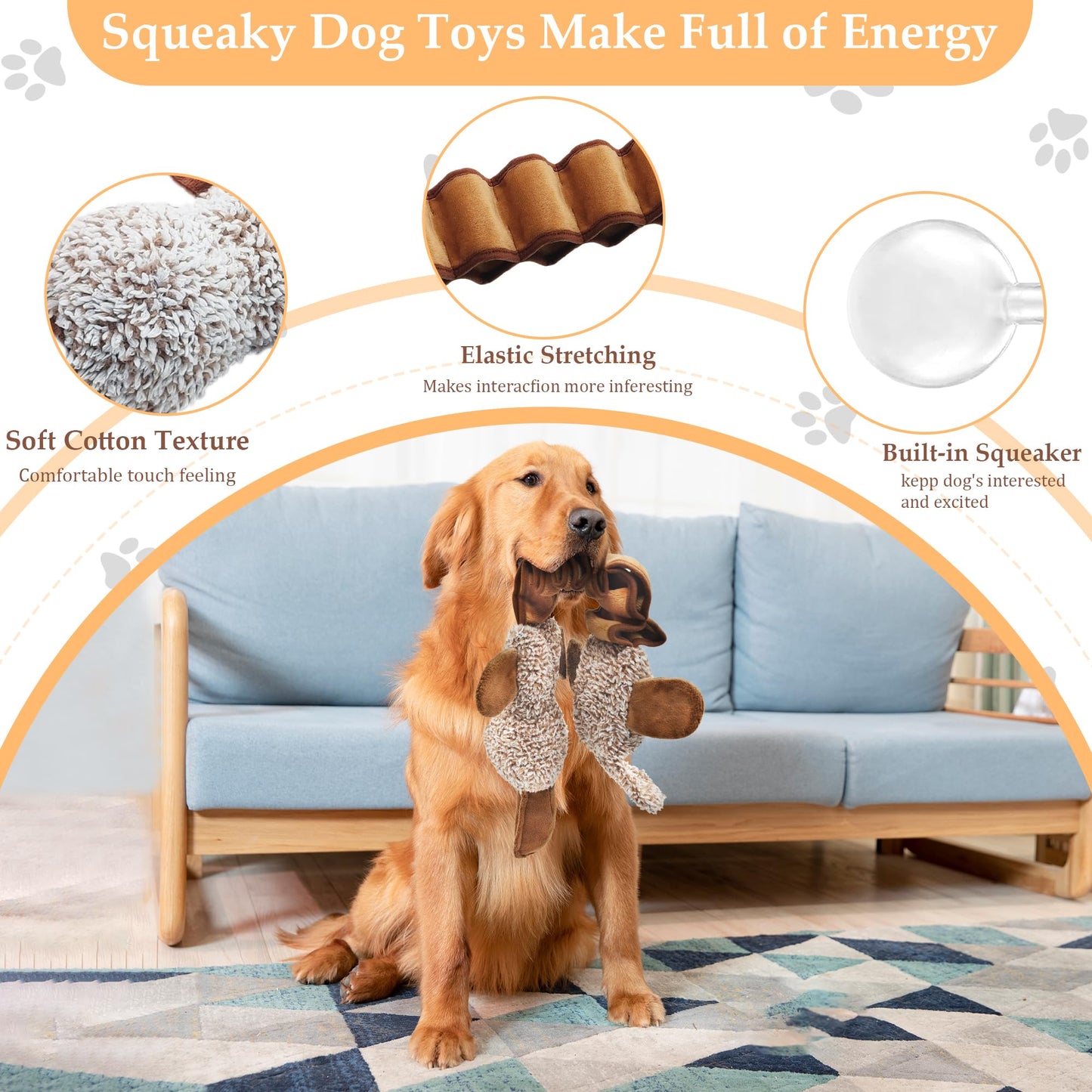 Qiiiiian Squeaky Dog Toys, Stuffed Large Dog Toys to Keep Them Plush