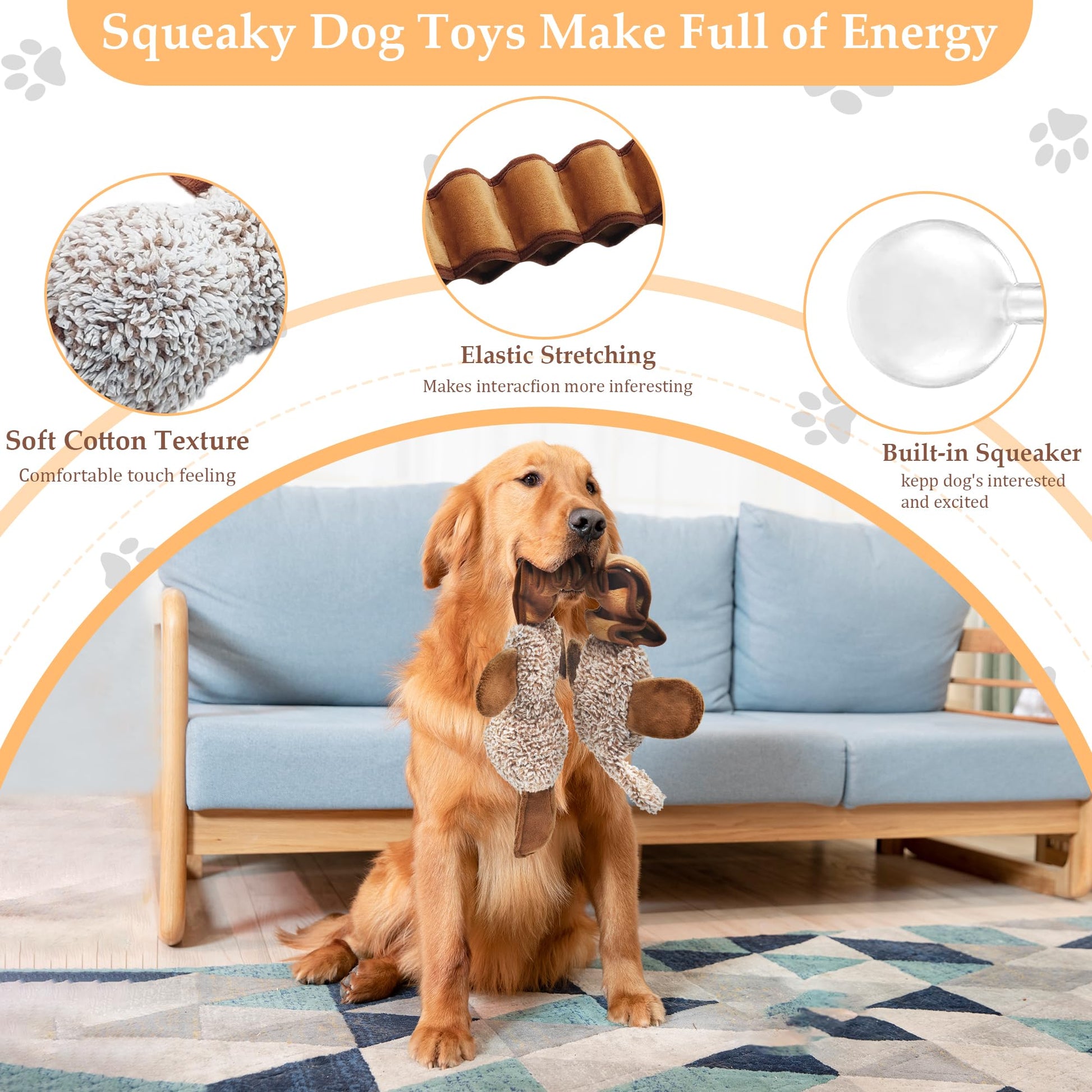 Qiiiiian Squeaky Dog Toys, Stuffed Large Dog Toys to Keep Them Plush