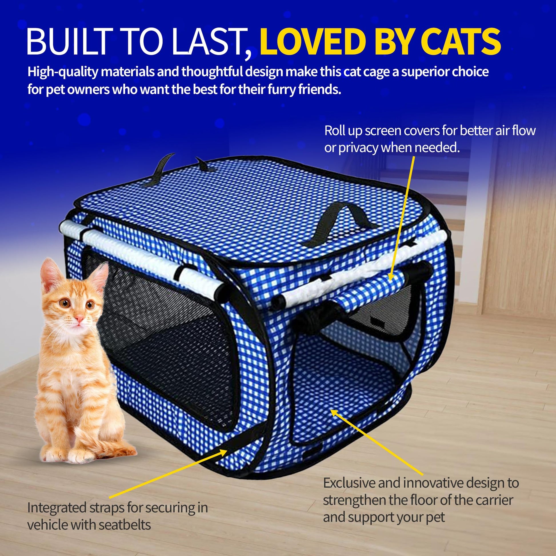Pet Fit For Life Extra Large Cat Carrier for Travel Foldable Feather