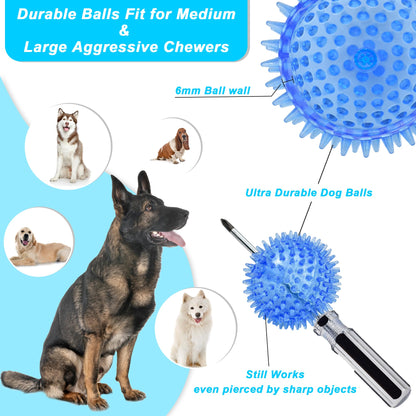Ousiya 3.5” Squeaky Dog Toy Balls (6 Colors) Dog Toys Spikey Dogs Ball