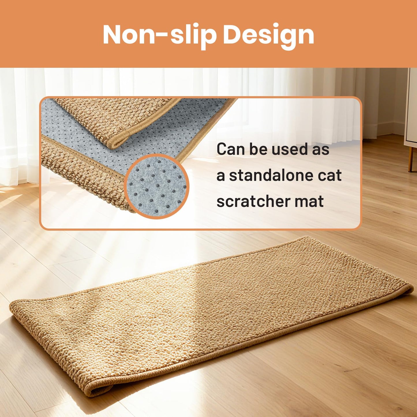 Ordora Large Cat Scratcher Mat: Upgrade Soft Sisal Horizontal Pad
