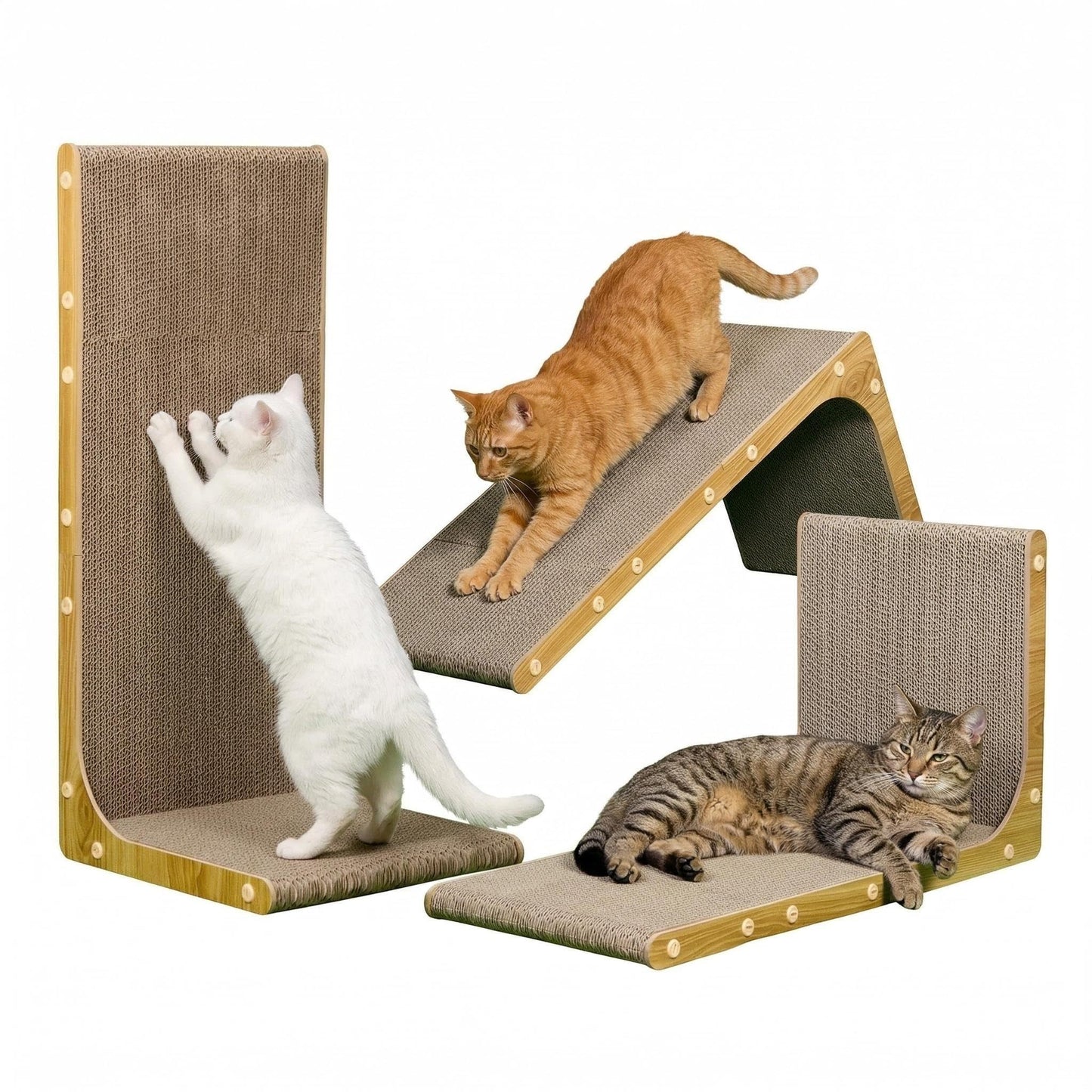 SMARTBEAN 3-Pack Cardboard Cat Scratcher for Indoor Cats, L Board