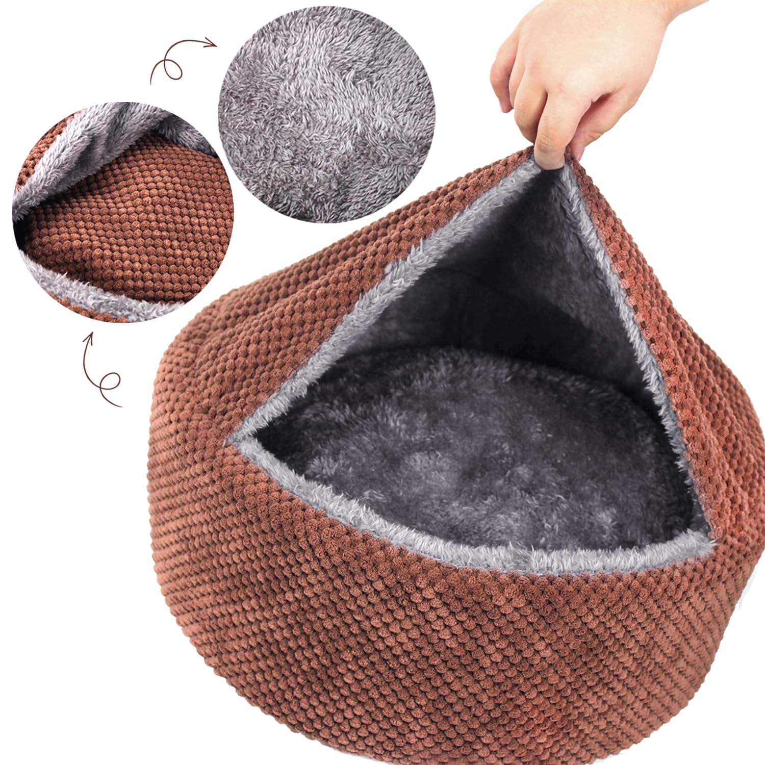 Winsterch Washable Cat Bed Round Soft, Cozy Warming for Indoor Bed