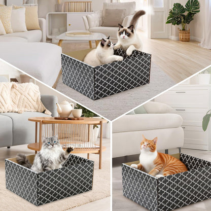 Cardboard Cat Scratcher Box with 3PCS Extra-Large Double-Sided House