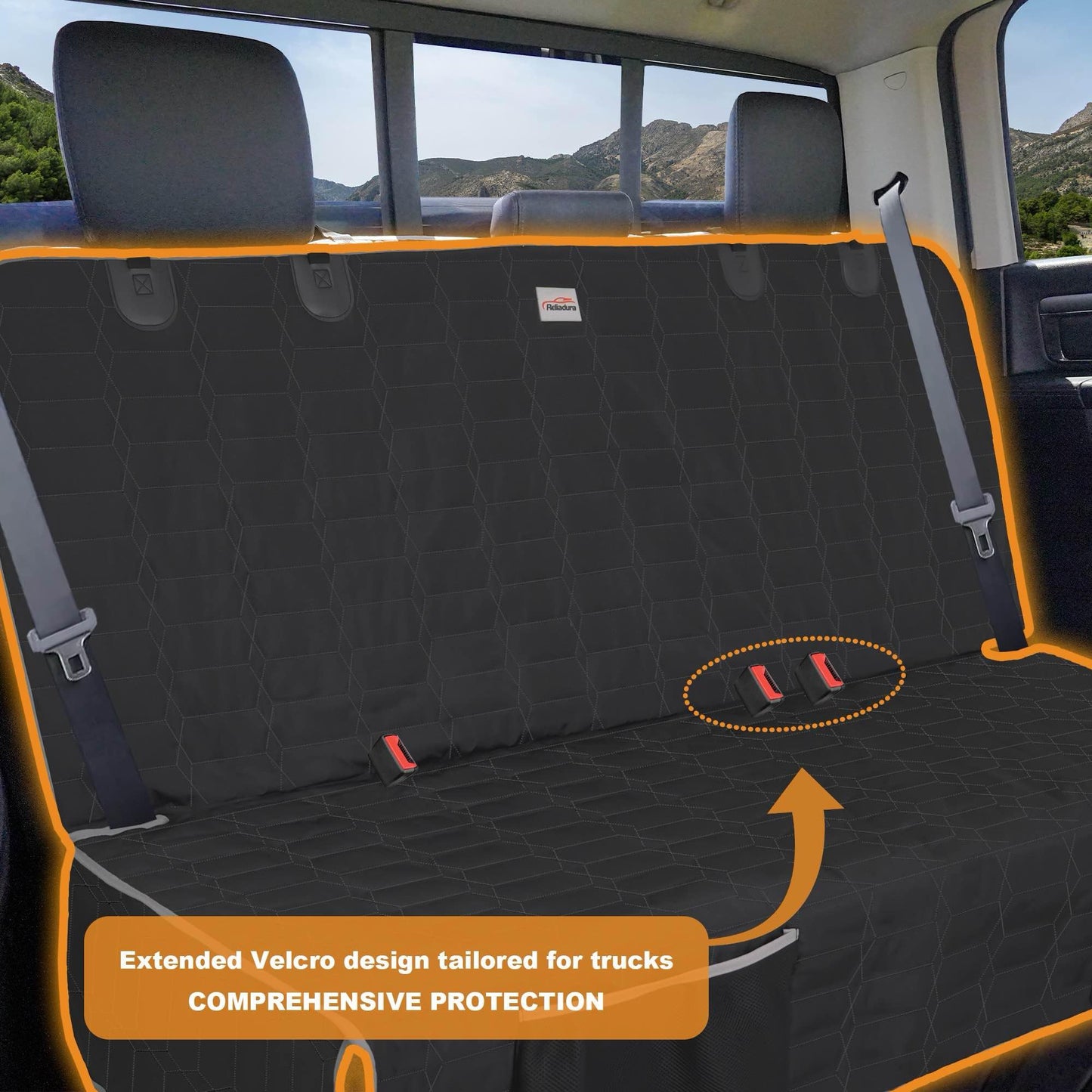 Reliadura Dog Car Seat Cover for Back Seat,Washable Bench Seat Cover