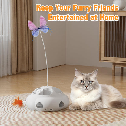 Crazydeer Interactive Cat Toys for Indoor Cats, 4in1 Pet Teaser Toy