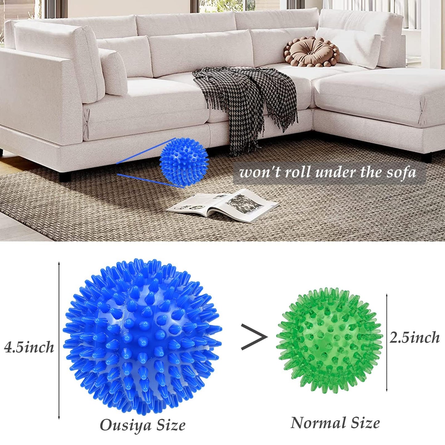Ousiya Dog Balls 4.5” Squeaky Dog Toys Spikey Ball for Balls