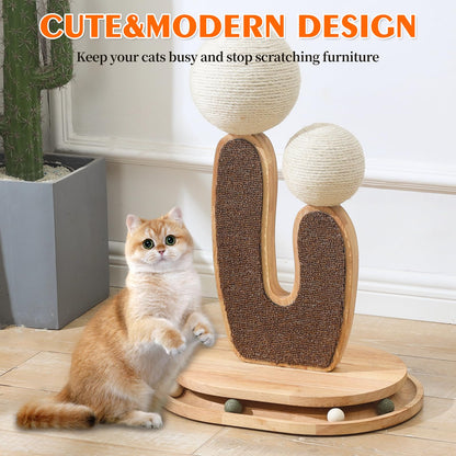 Cactus-Shaped Cat Scratching Post with Cat Scratcher, Interactive Toy