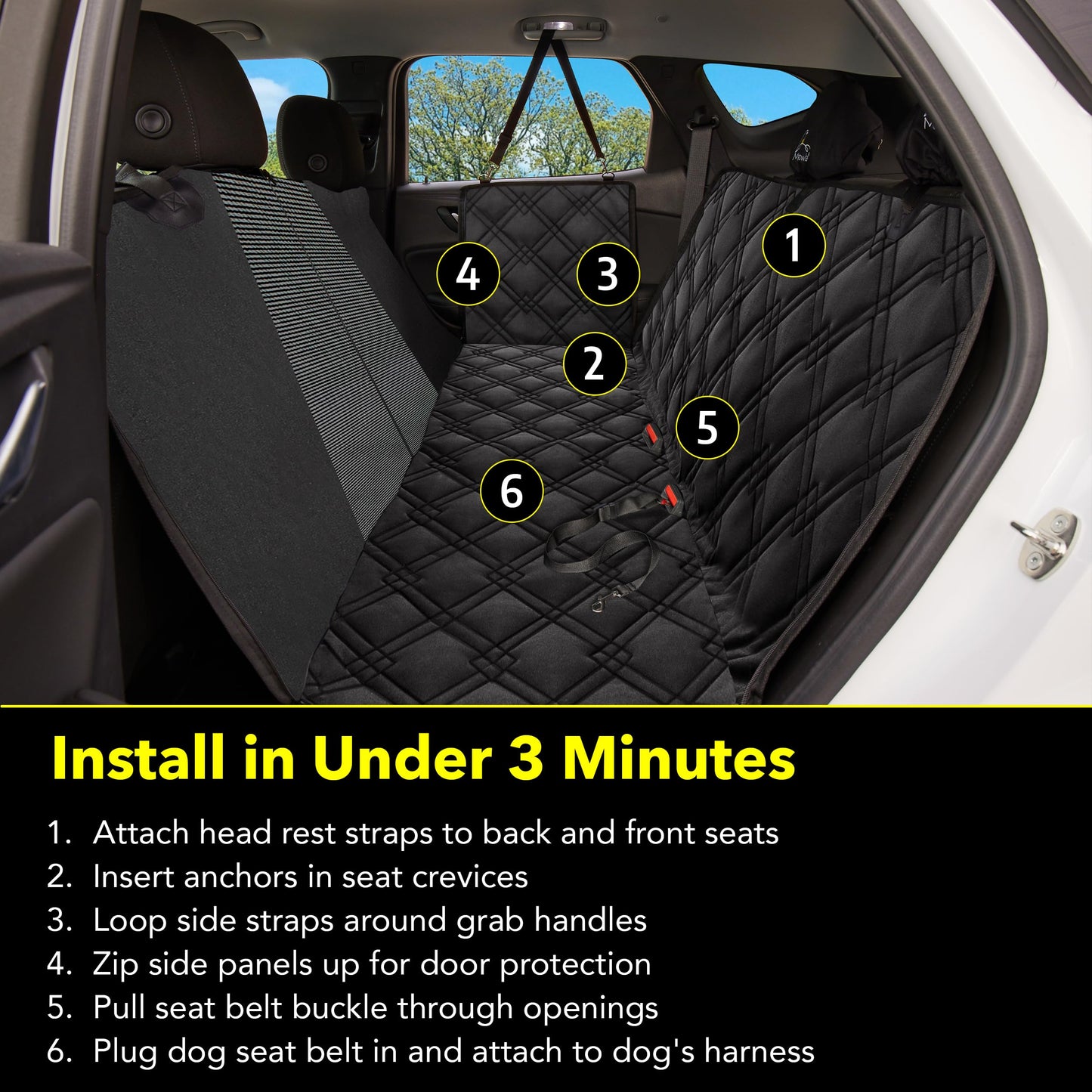 Meadowlark Dog Car Seat Cover with Mesh Window, Heavy-Duty Pet Seat