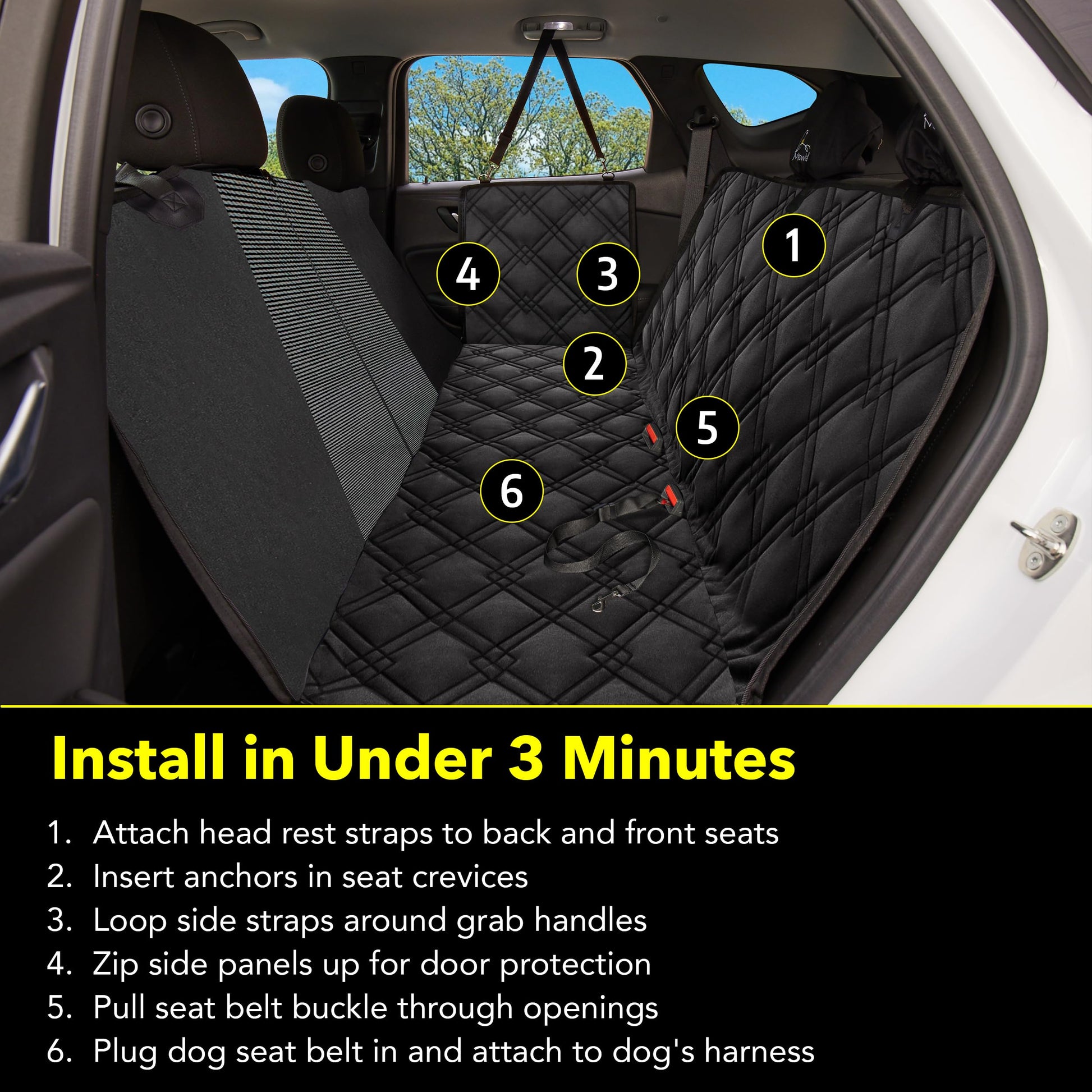 Meadowlark Dog Car Seat Cover with Mesh Window, Heavy-Duty Pet Seat