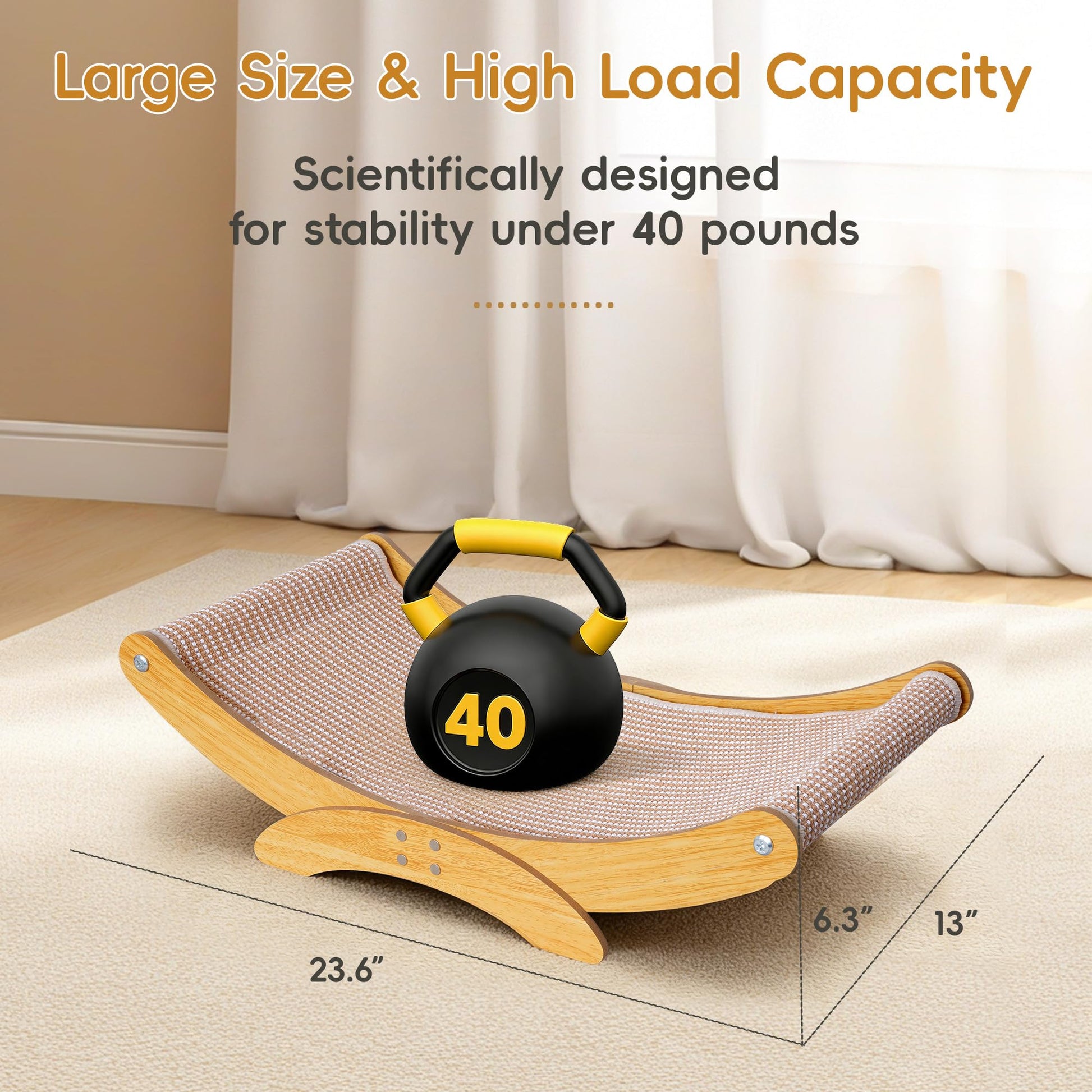 AROPEME Cat Scratcher Bed for Indoor Cats 23.6" Large Natural Pad
