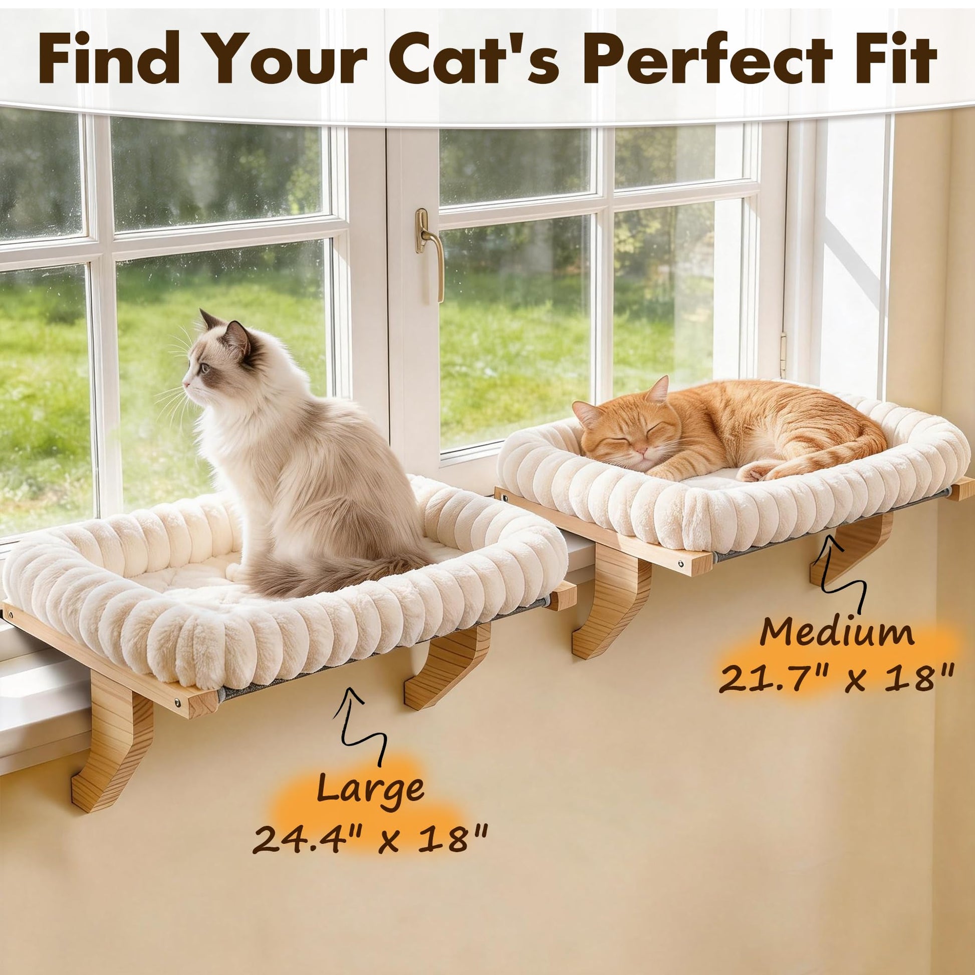 Zoratoo Cloud-Cuddle Cat Perch for Window Sill with Bolster, Bed