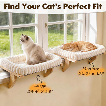 Zoratoo Cloud-Cuddle Cat Perch for Window Sill with Bolster, Bed