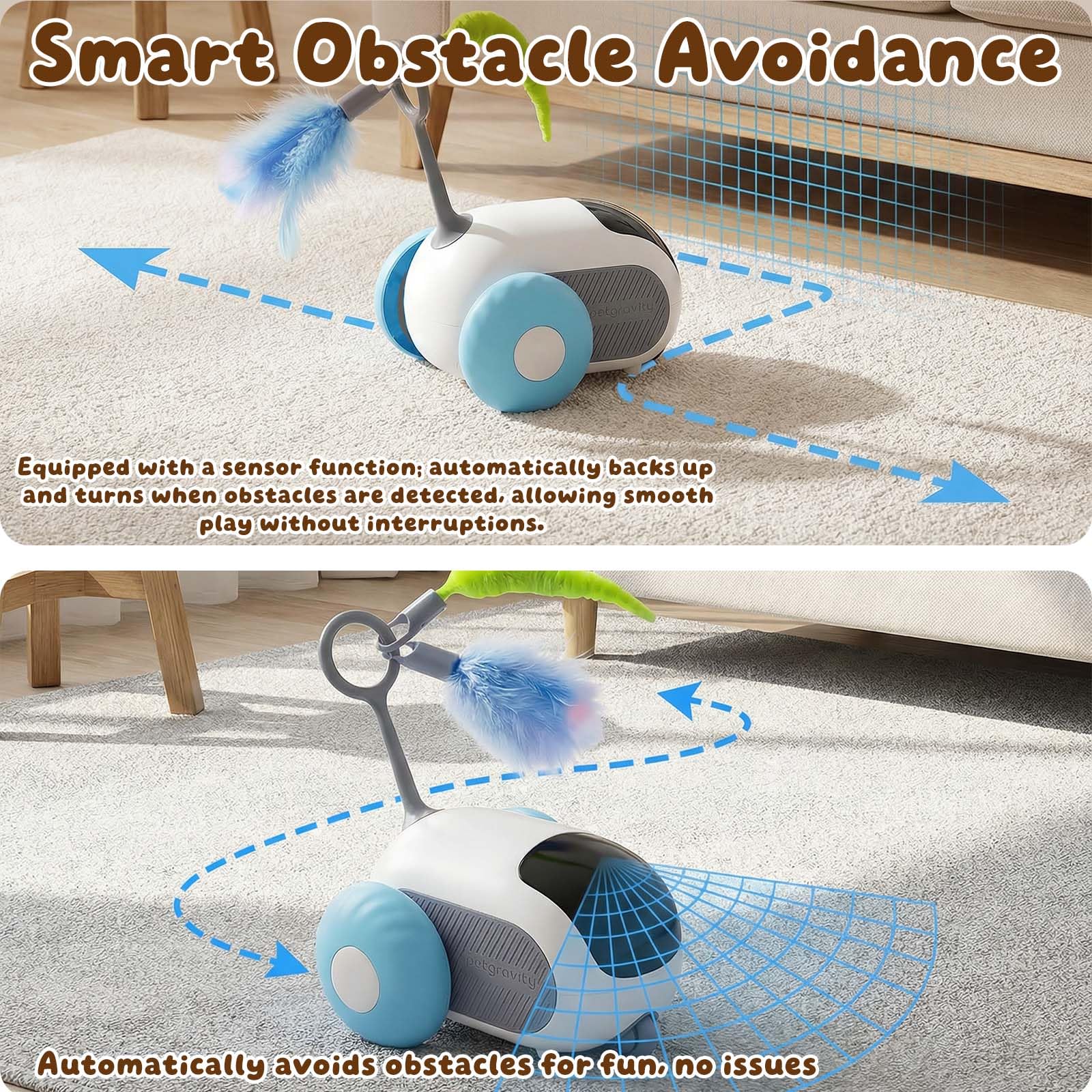 SDWUBQ Interactive cat Toy, Rechargeable, Automatic Moving Kitten Toy