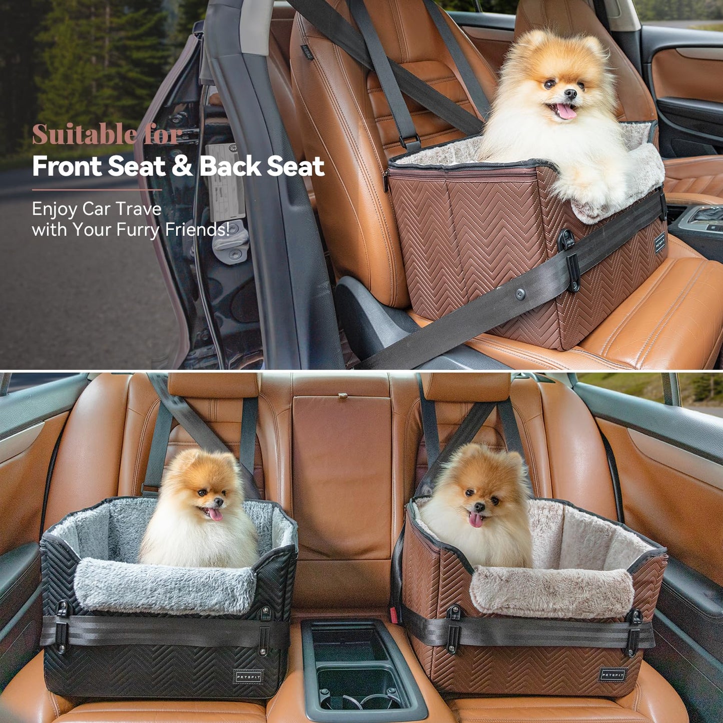 PETSFIT Car Seat for Dogs, Waterproof PU Leather Dog Car Seat