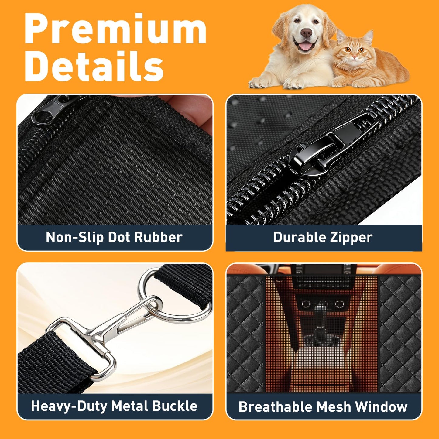 HOB4U Dog Car Seat Cover for Back Seat, Hard Bottom Back Seat Seat