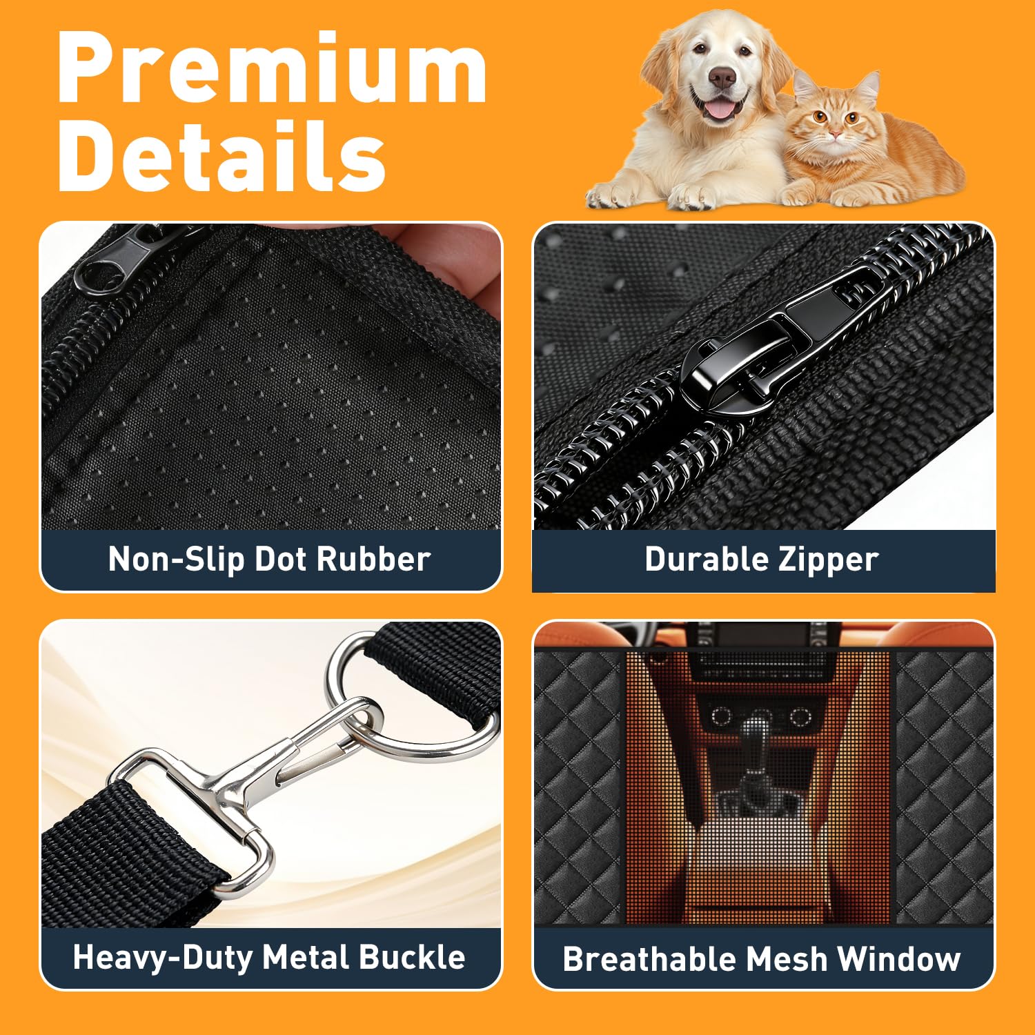 HOB4U Dog Car Seat Cover for Back Seat, Hard Bottom Back Seat Seat