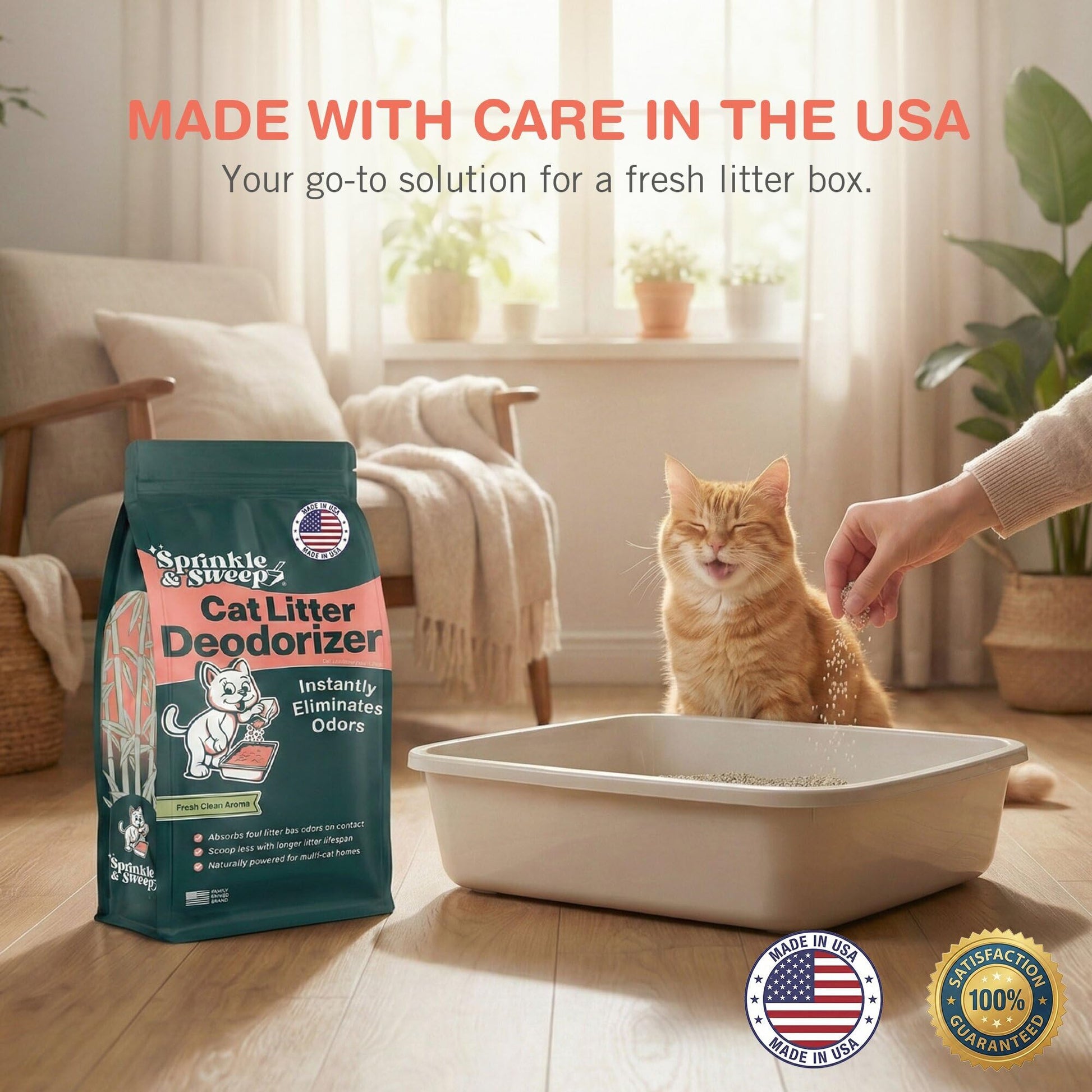 Sprinkle Sweep: Litter Box Deodorizer 4 Pack, Bags Cat Kitten Home Box