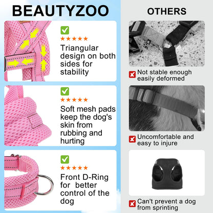 BEAUTYZOO Dog Harness Small Sized Dogs,2.0 Upgraded No Pull Leash