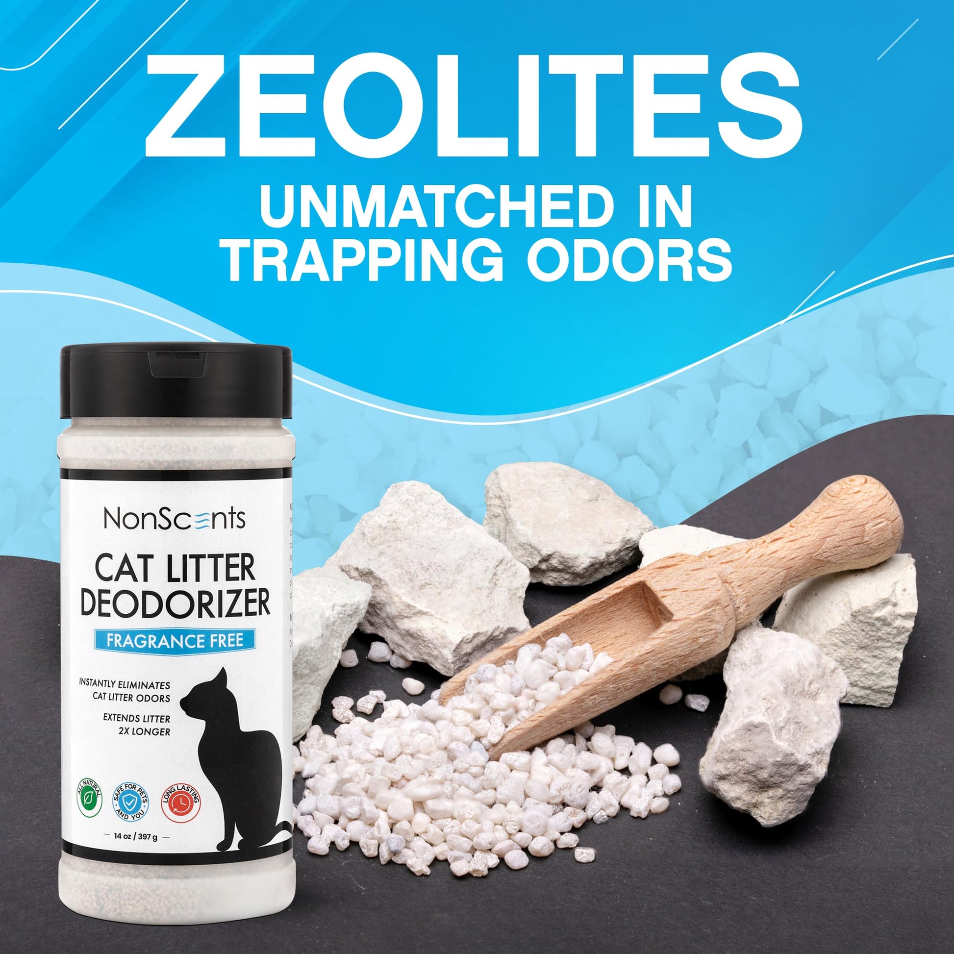NonScents Cat Box Deodorizer Odor Eliminator Reduces Scooping, Box