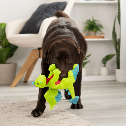 goDog Dragons Squeaky Plush Dog Toy with Double Chew Guard Plush