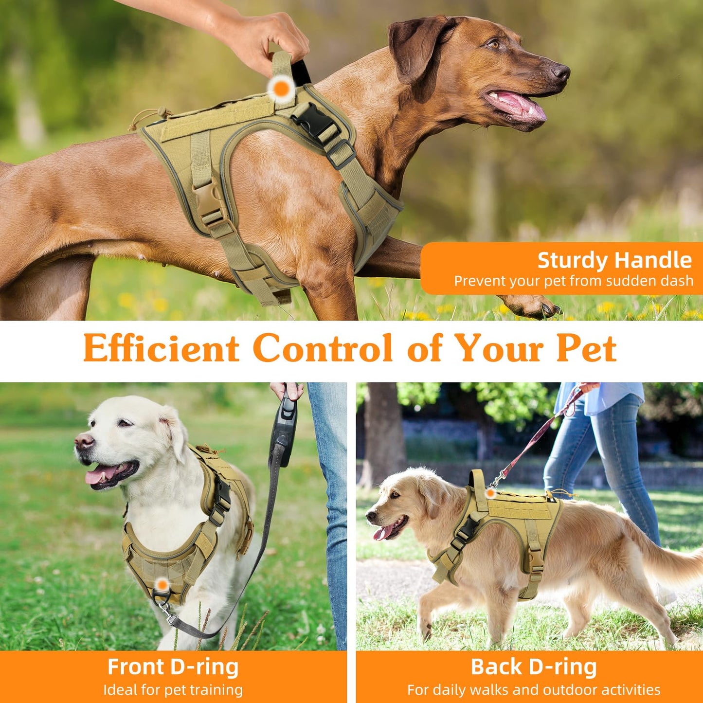 VavoPaw Heavy Duty Tactical Dog Harness for Small Dogs, No Harness