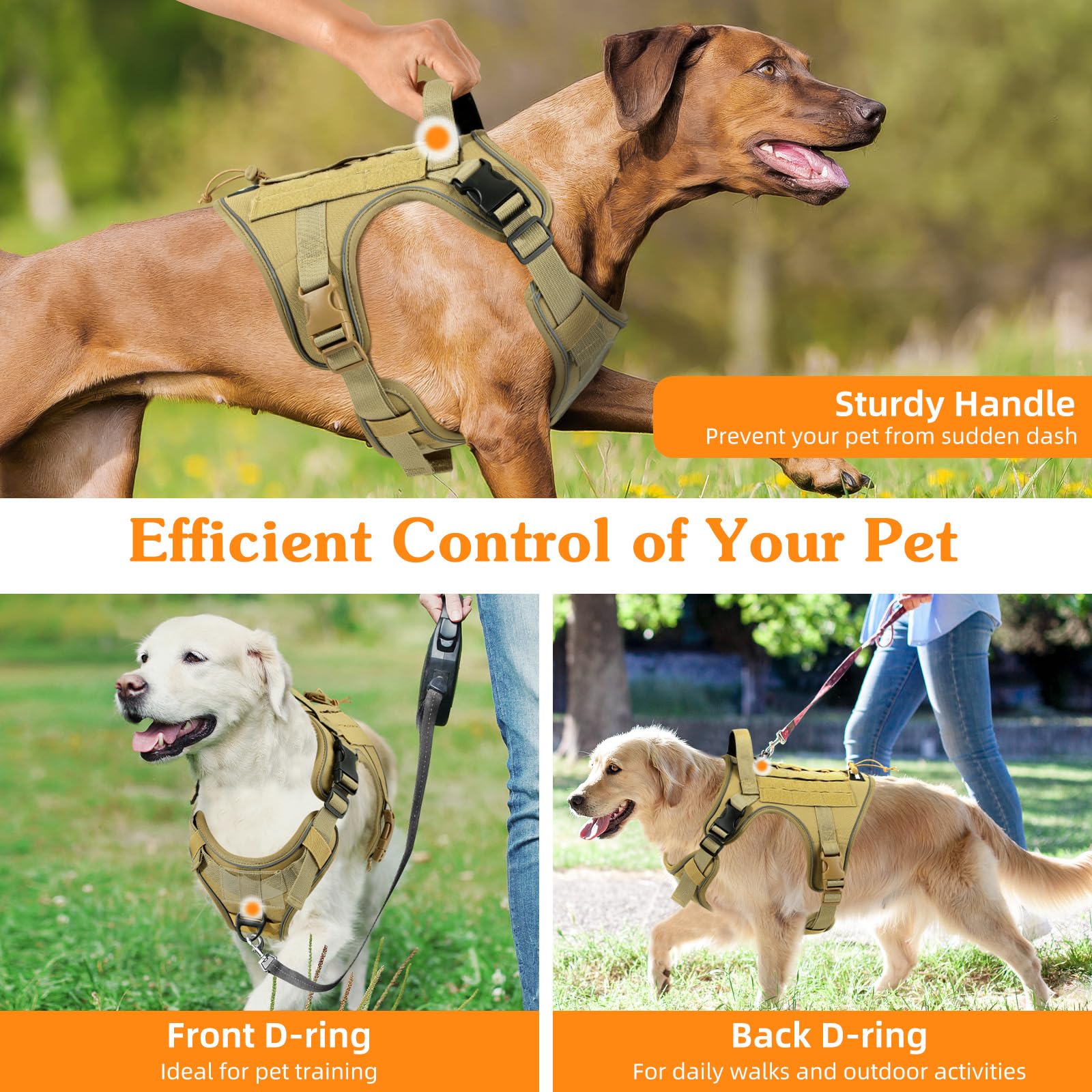 VavoPaw Heavy Duty Tactical Dog Harness for Small Dogs, No Harness