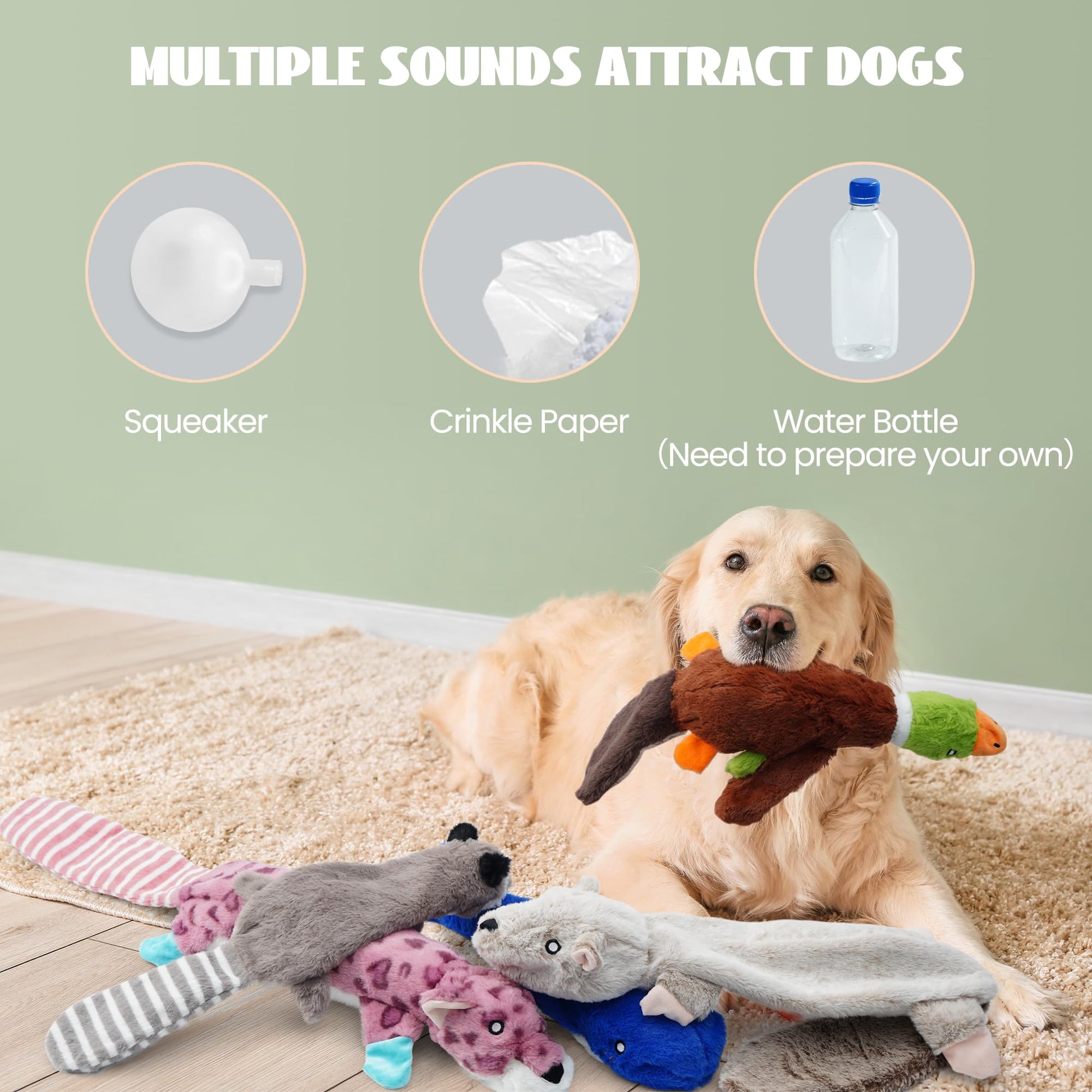 Nocciola 2-in-1 No Stuffing Crinkle Dog Toys with Soft and Toys