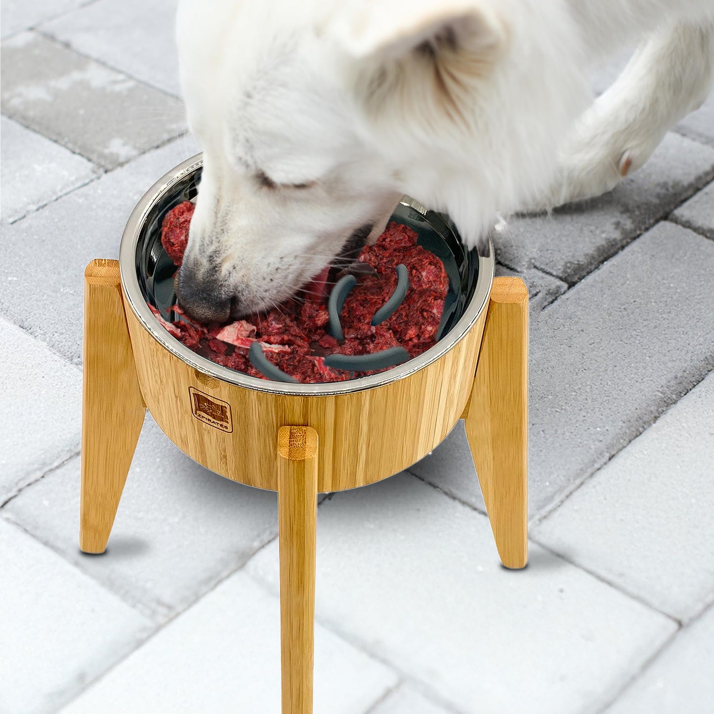 Elevated Slow Feeder Dog Bowls Large Breed (12-inch-high) Raised Bowl