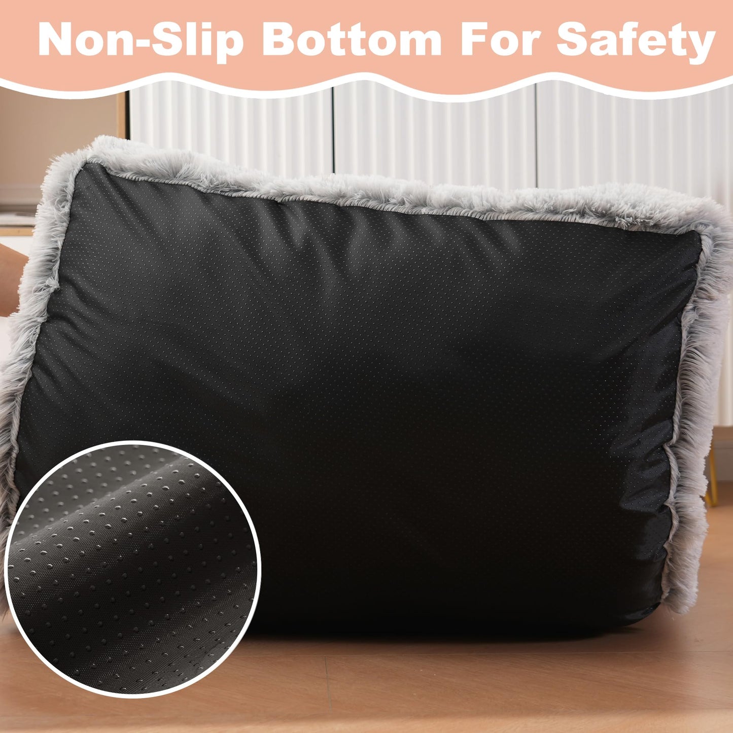 Bedfolks Plush Dog Crate Bed, Waterproof Washable Faux Fur Pad Bed