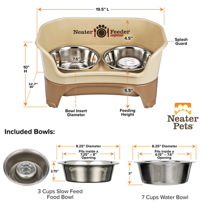 Neater Feeder Express Model w/Slow Feed Bowl Mess-Proof Dog Bowls Bowl
