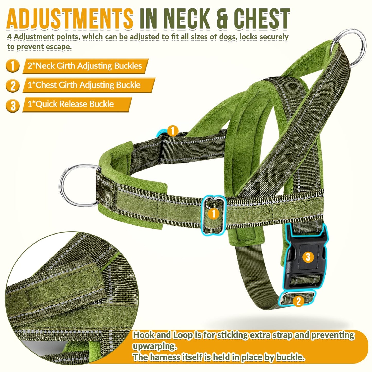 Lukovee No Pull Dog Harness Leash Set Heavy Duty Dog Vest Harness