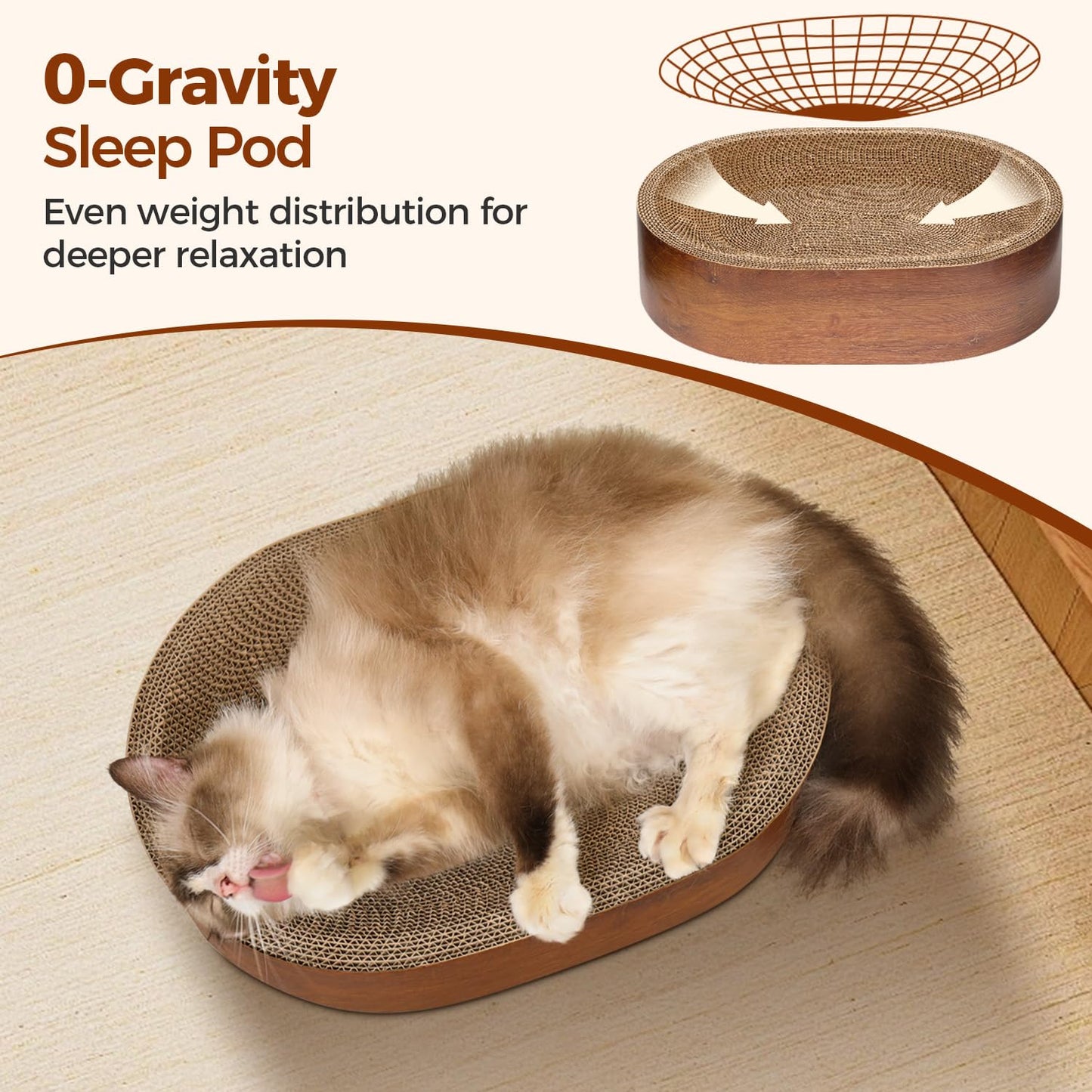 ComSaf Cat Scratcher Bed, Durable Cat Scratching Board, Oval Pad