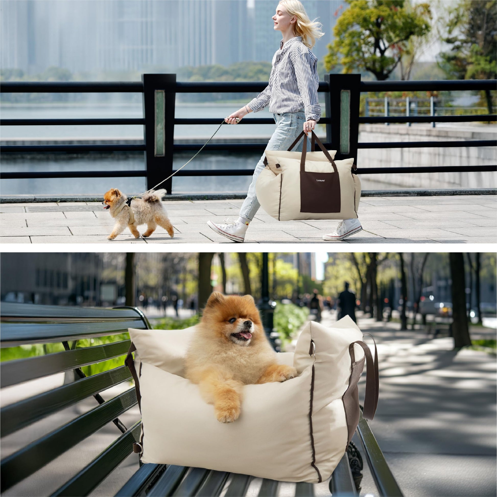 Lesure Small Dog Car Seat for Small Dogs Sherpa Dog Booster Seat