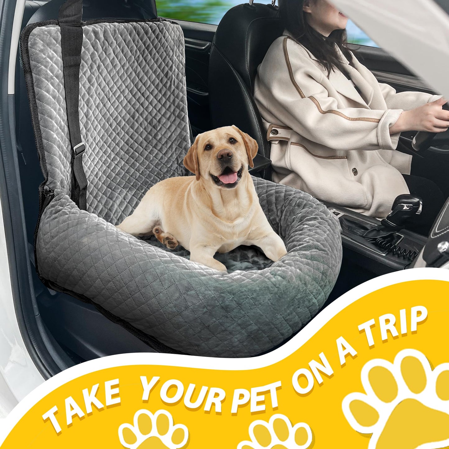 Dog Car Seat for Small Medium Dogs,Detachable Washable Travel Seat