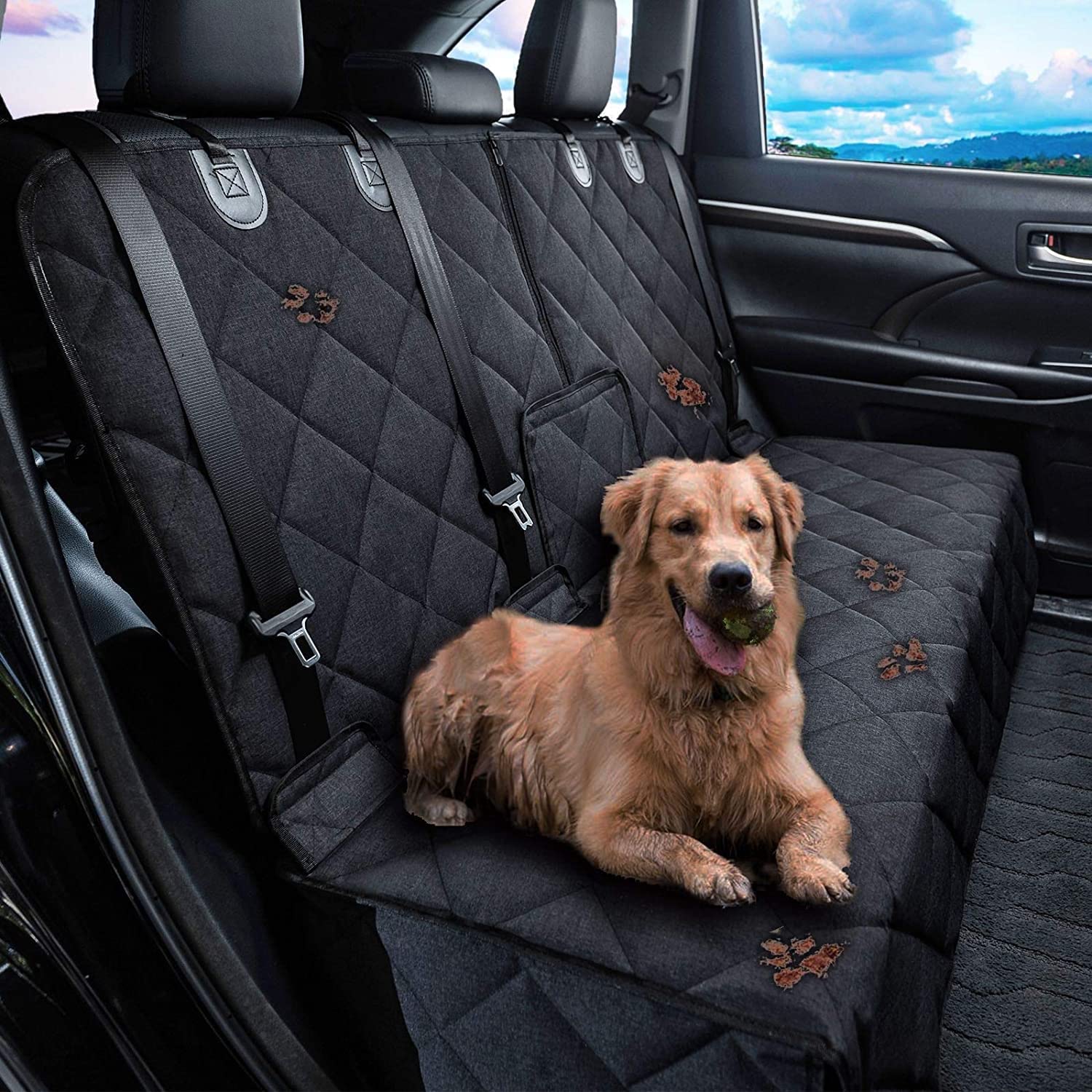 petalage Bench Dog Car Seat Cover for Back Seat Waterproof Seat Seat