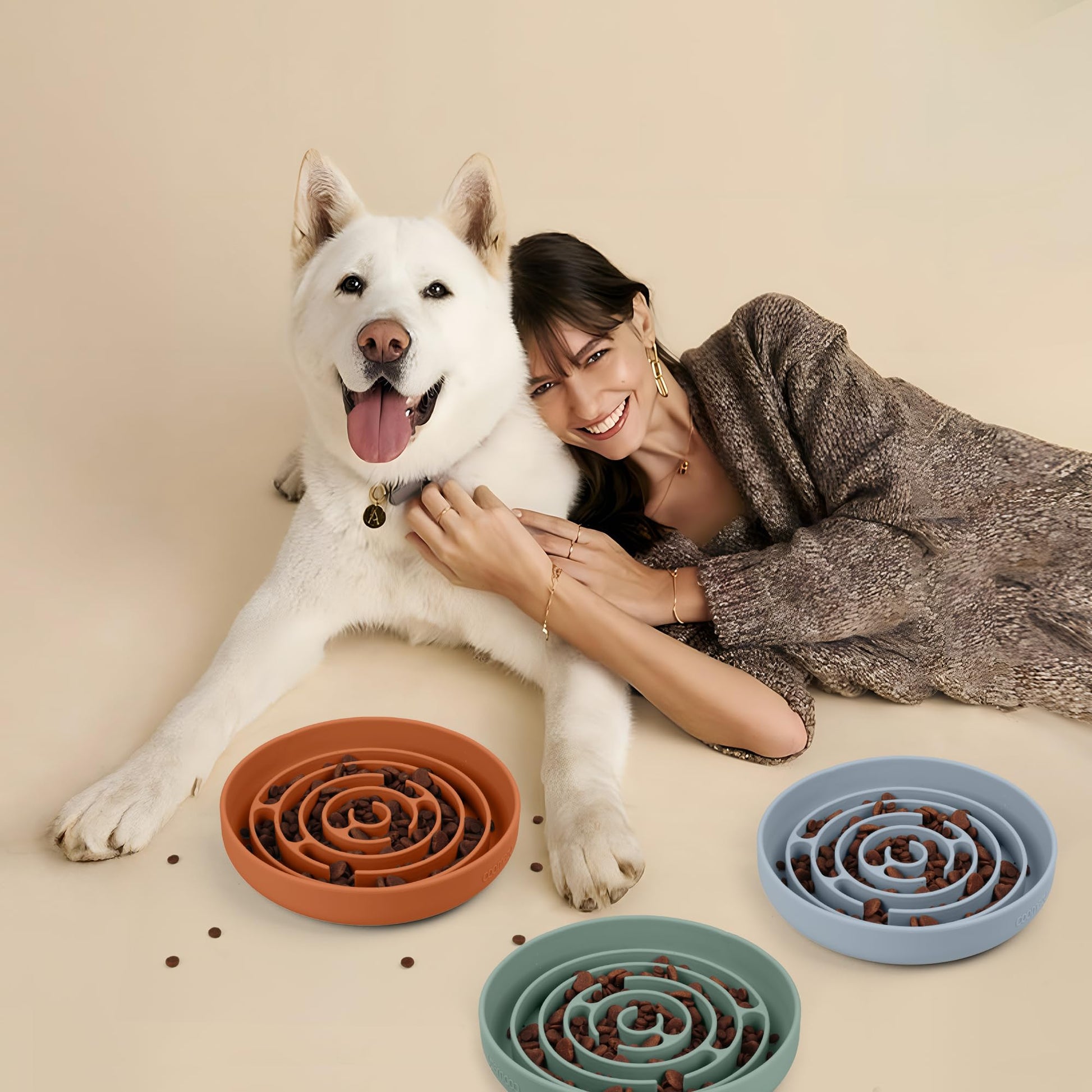 Coomazy Slow Feeder Dog Bowls, Silicone Dog Bowl with Suction Bowl