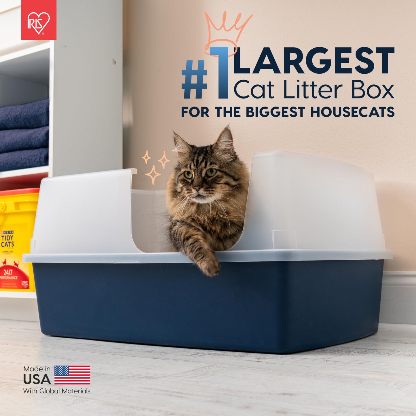 IRIS USA XX-Large Side Entry Cat Litter Box, Open Top Extra Box