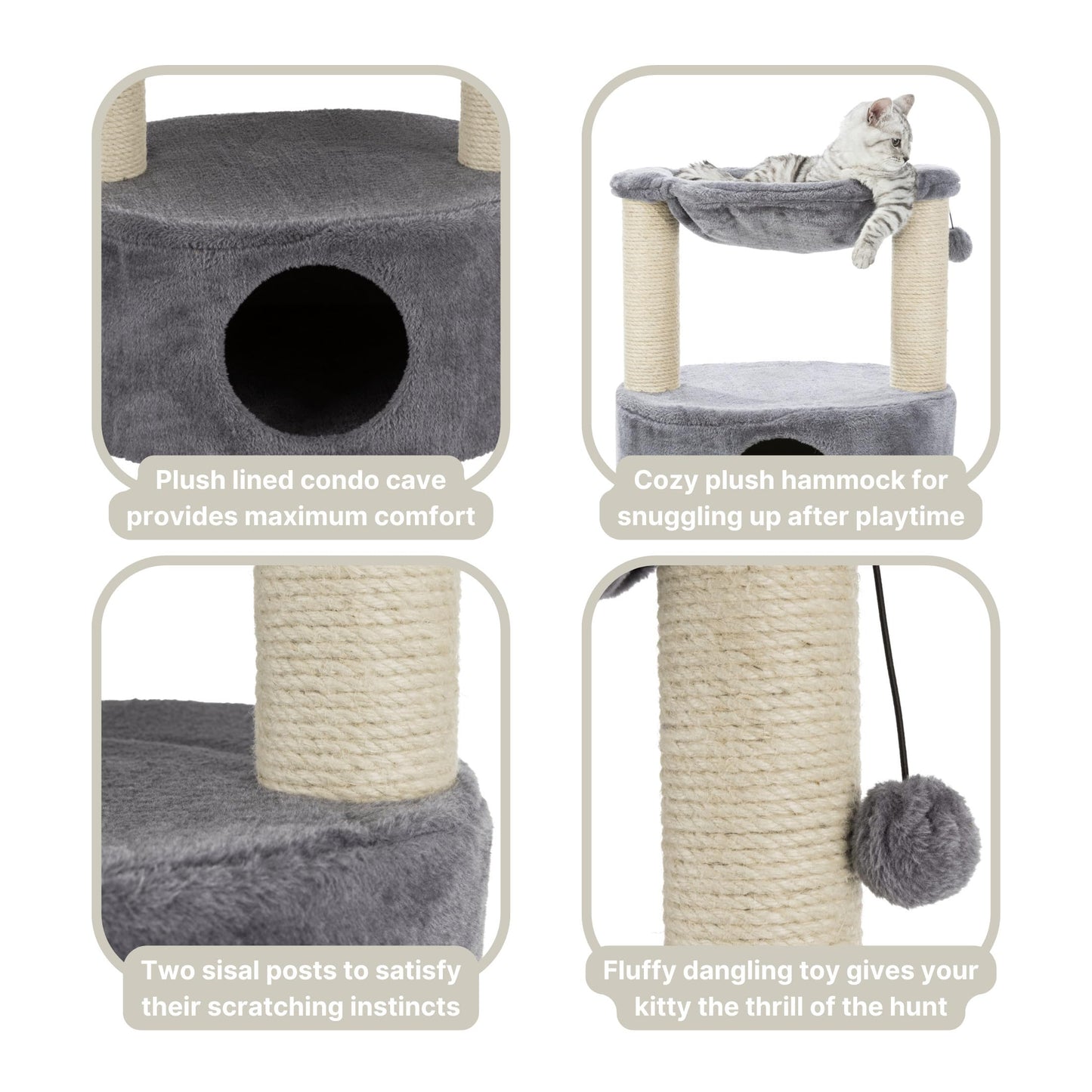 Trixie Baza Grande 24-in Cat Tree, Two Sisal Scratching Posts, Toy