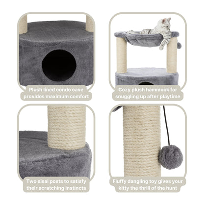 Trixie Baza Grande 24-in Cat Tree, Two Sisal Scratching Posts, Toy
