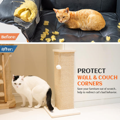 PETKARAY Couch Corner Cat Scratcher, 28'' Corner Wall Furniture