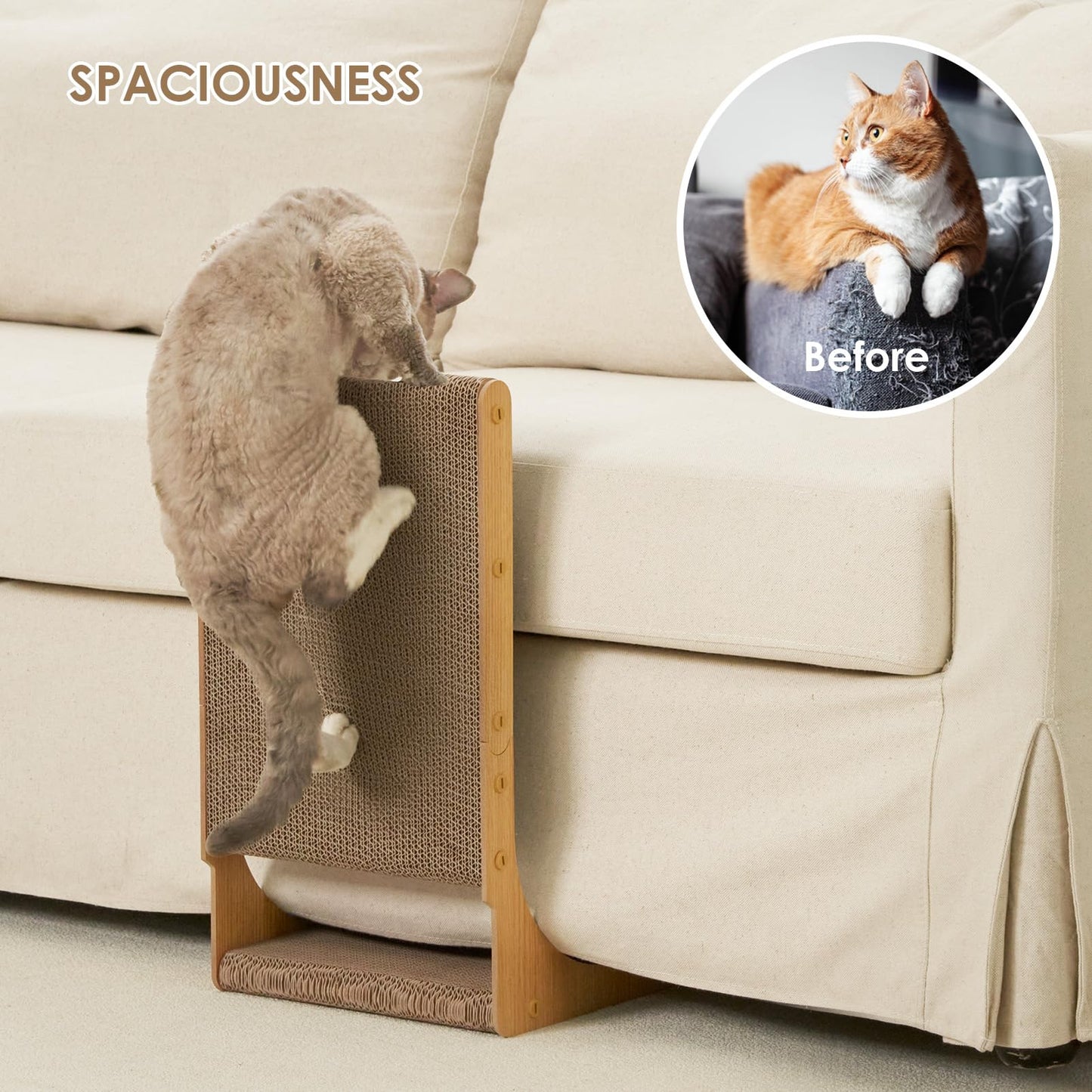 EHEYCIGA 2-Pack Cat Scratcher, L-Shaped Cardboard Scratch Pad