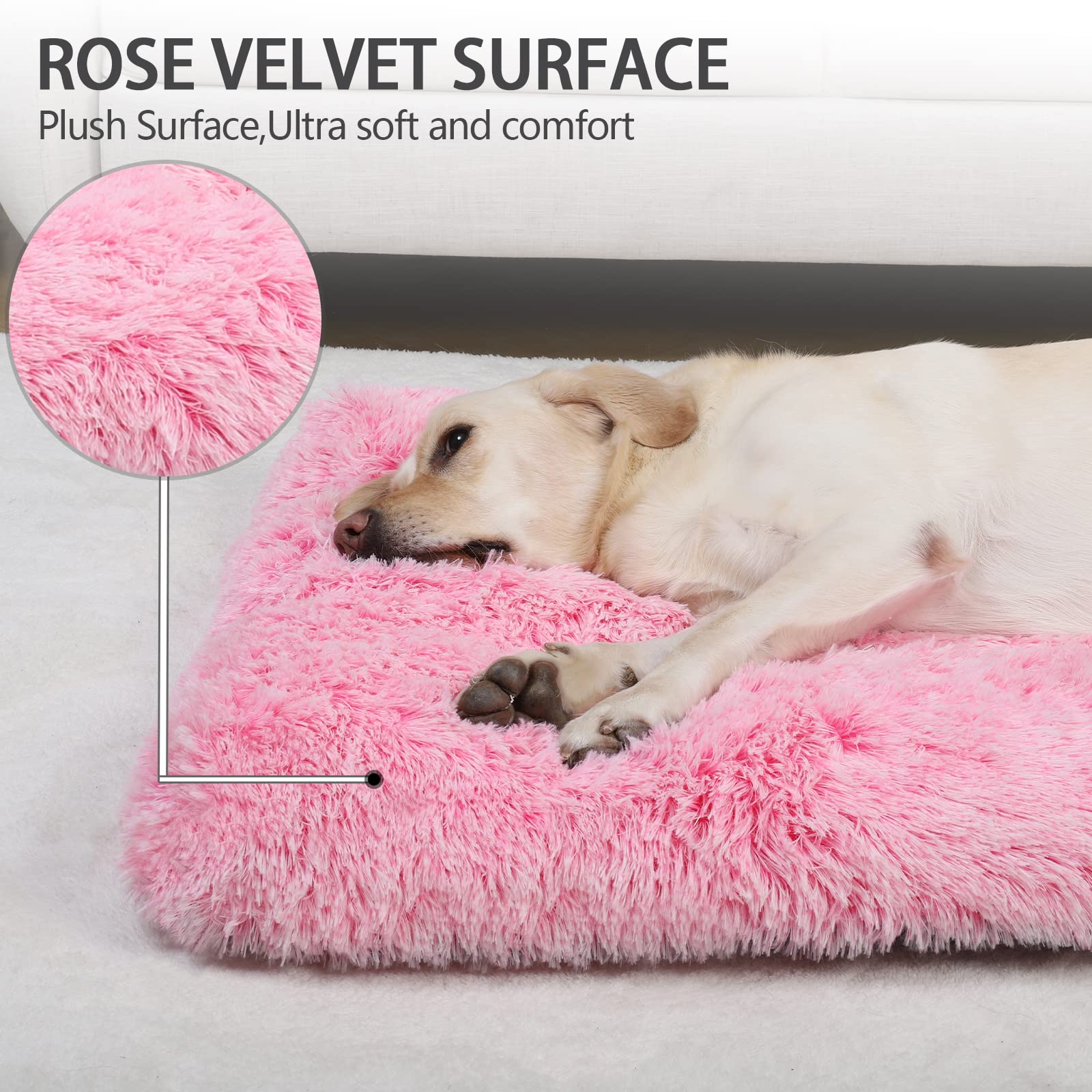 Vonabem XL Dog Bed Large Crate Pad, Washable Pet Beds, Deluxe Bed