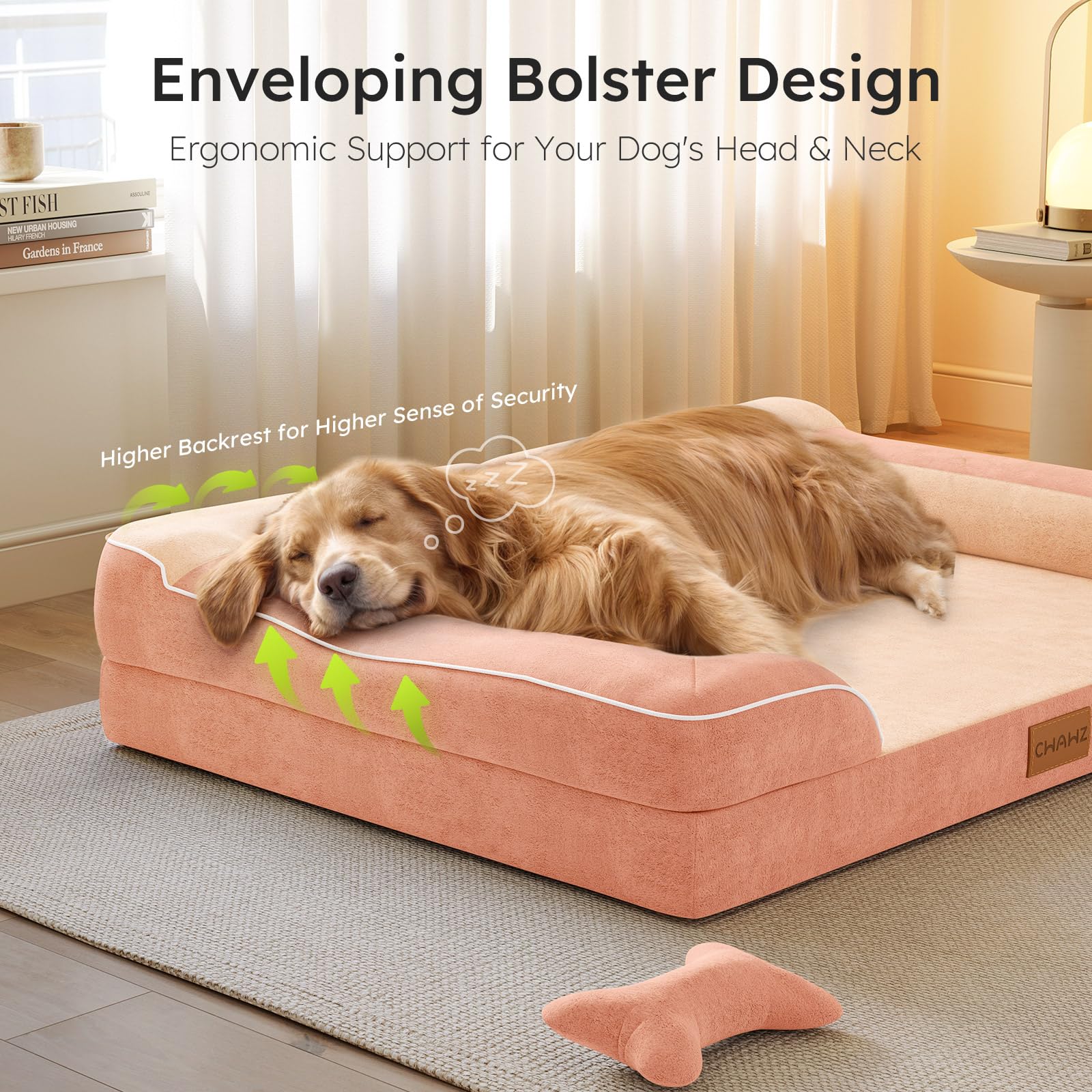 CWAWZ Extra Large Dog Bed, Orthopedic Dog Bed with Cooling Gel Bed