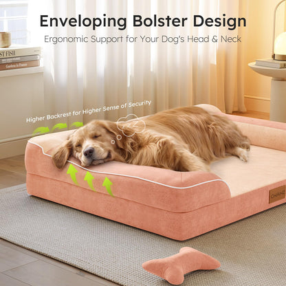 CWAWZ Extra Large Dog Bed, Orthopedic Dog Bed with Cooling Gel Bed