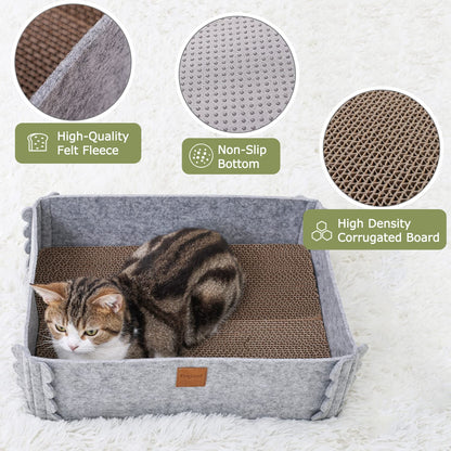 TIGOADT Felt Cat Scratcher Lounge Box with Removable Toy