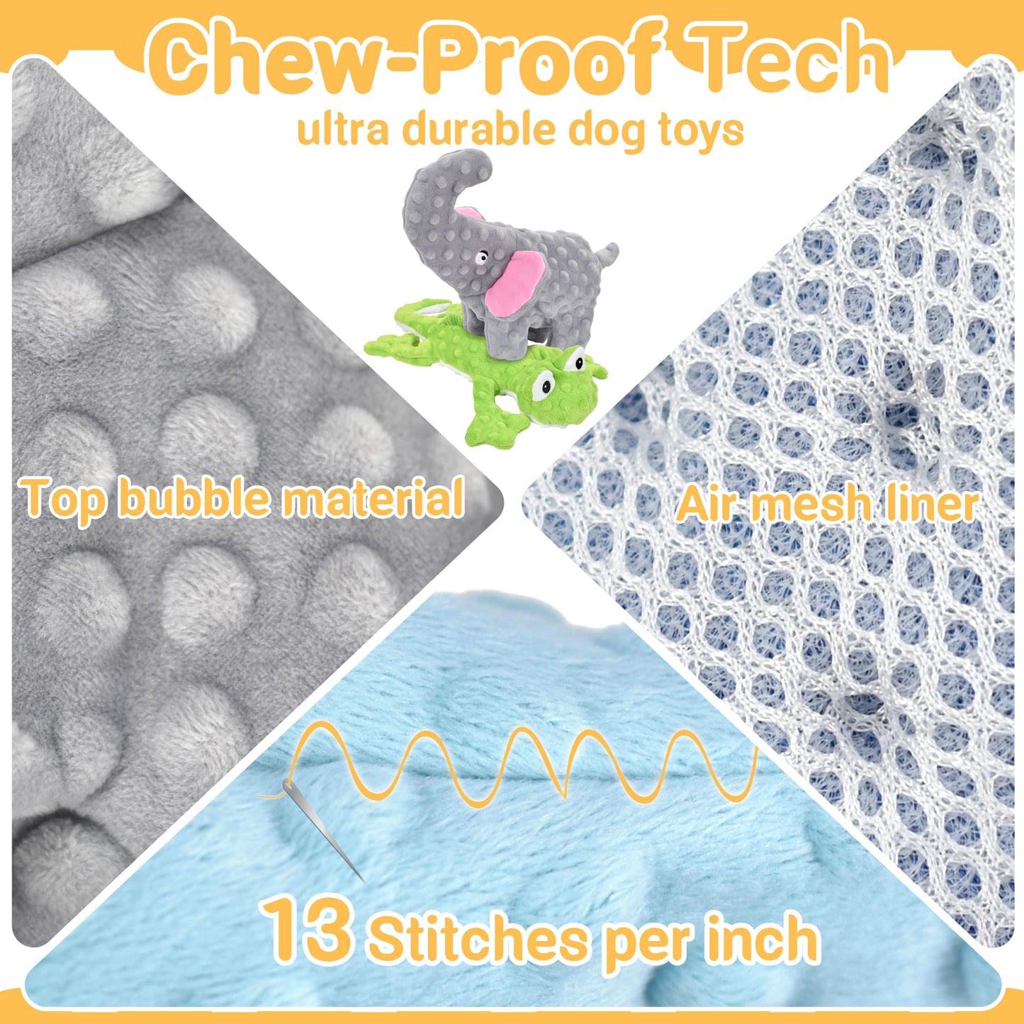 LECHONG No Stuffing Dog Toys for Aggressive Chewers, Squeaky Dog Toys