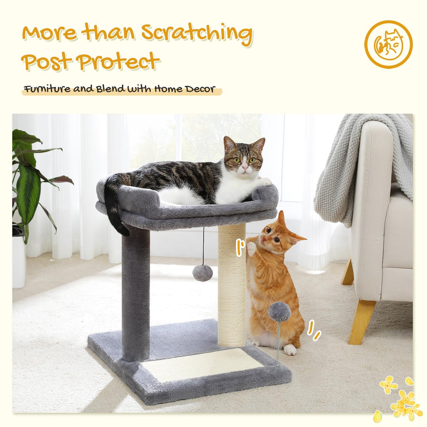 PAWZ Road Cat Scratching Post Bed, Small Cat Tree Tower