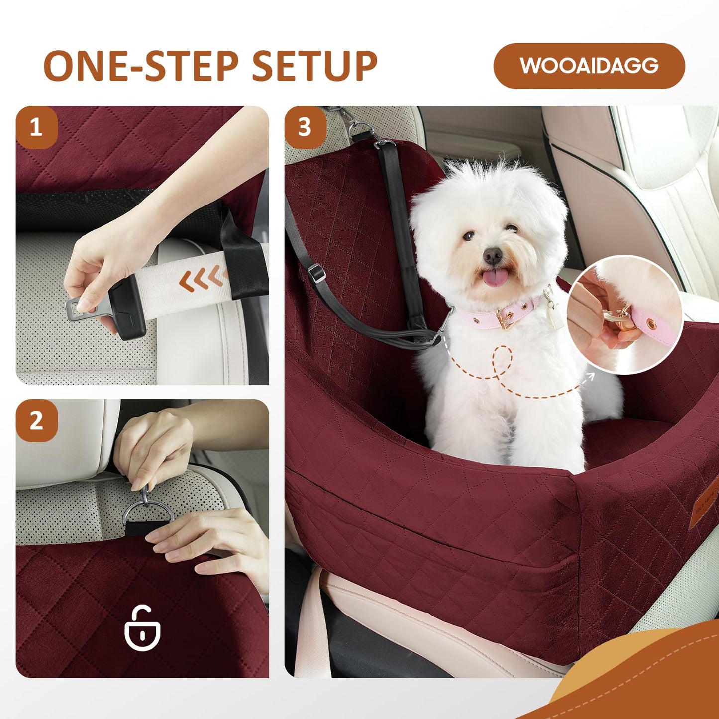 WOOAIDAGG Dog Car Seat for Medium Sized Dogs Up to ,Comfy Pet Seat